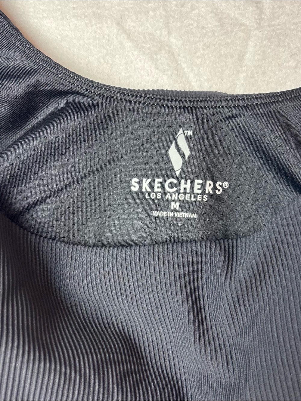 Skechers GO WALK GO FLEX Rib Longline Bra Black Square Neck Activewear Tank M - Picture 3 of 3
